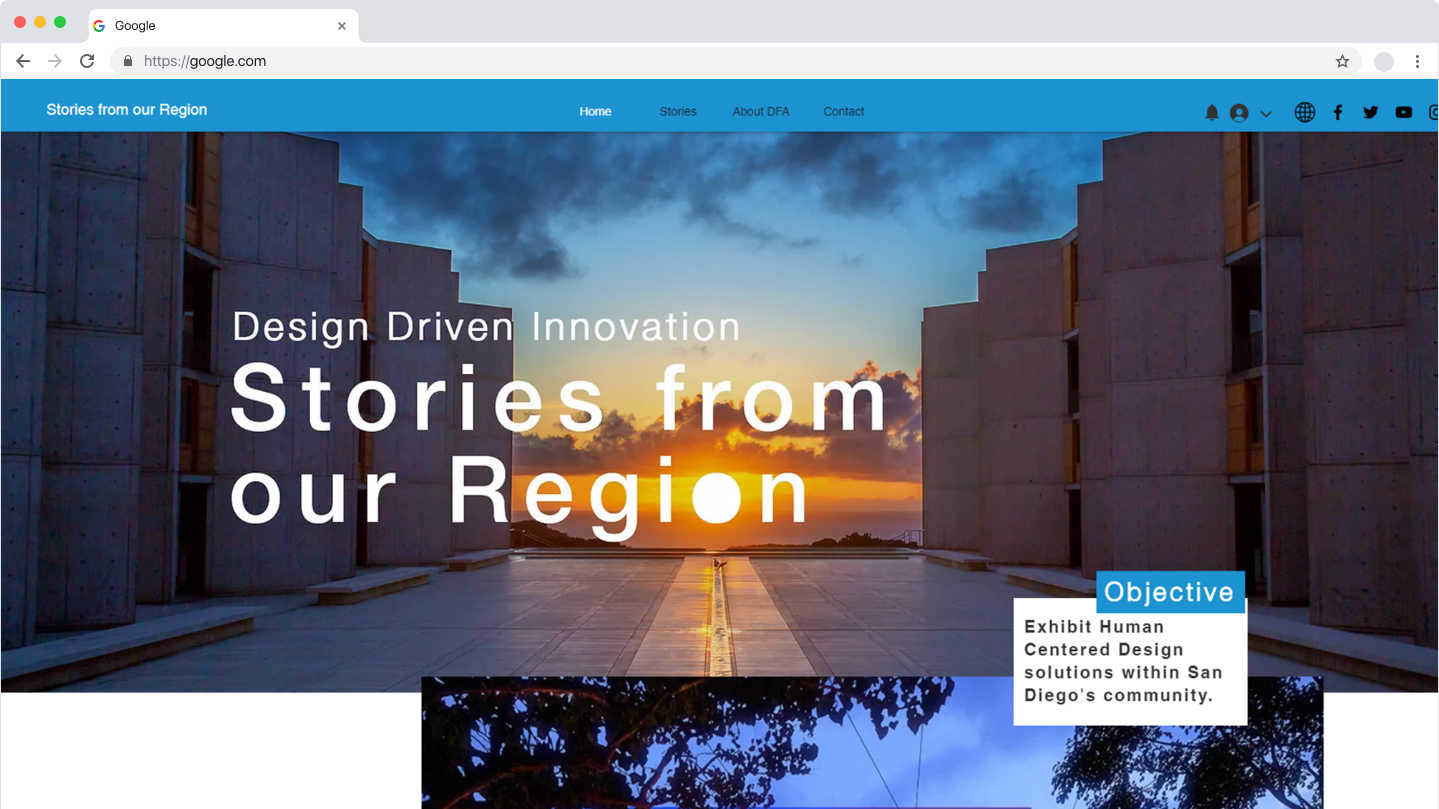 The final proposed website for DFA before their project pivot